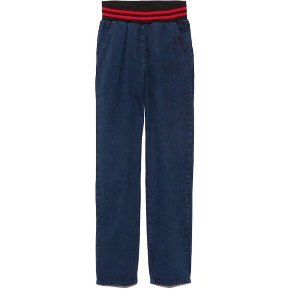 💕RACHEL COMEY💕 Doxa Pant Striped Elastic Waist Acid Wash Denim Navy Large NWT - Picture 9 of 16